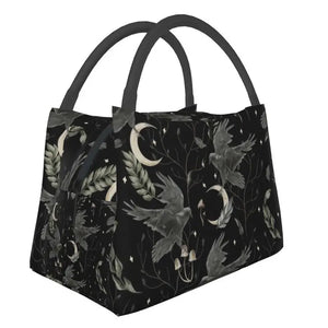 Crow Moon Insulated Lunch Bag for Women Portable Halloween Witch Thermal Cooler