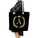 Crown 26 Letter Series Print Handbags Thick Rope Shoulder Bag for Women