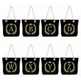 Crown 26 Letter Series Print Handbags Thick Rope Shoulder Bag for Women