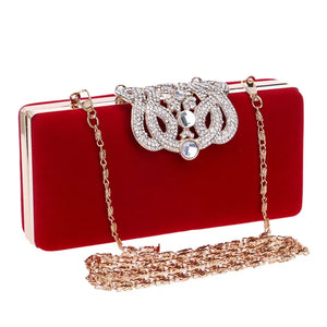 Crown Rhinestones Evening Bag Diamonds Clutch Wallet with Shoulder Chain