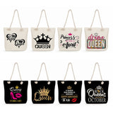 King Queen Shoulder Bag Eco Reusable Shopping Tote Bag