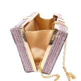 Crystal Box Clutches Pink Dollar Money Party Purse Shoulder Bags for Ladies