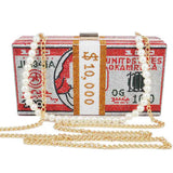 Crystal Box Clutches Pink Dollar Money Party Purse Shoulder Bags for Ladies