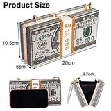 Crystal Women's Evening Handbag Shining Money Pattern Metal Girls