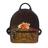 Hawaiian Flower Frangipani Mini Backpack Polynesian Tribal Print