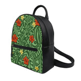 Polynesian Print Green Tribal Mini Leather Backpack