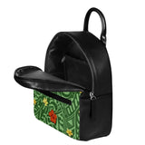 Polynesian Print Green Tribal Mini Leather Backpack