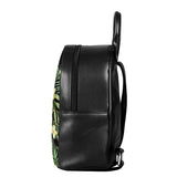 Green Floral Leather Women's Backpack - Polynesian Tribal Hawaii Style
