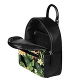 Green Floral Leather Women's Backpack - Polynesian Tribal Hawaii Style
