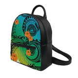 Mini Backpack Polynesian Tribal Hawaii Flower Pu Leather Bag