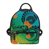 Mini Backpack Polynesian Tribal Hawaii Flower Pu Leather Bag