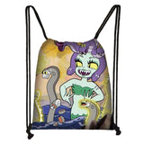 Cuphead Game Mugman Cartoon Drawstring Bag Backpack Daily Casual Boys Girls