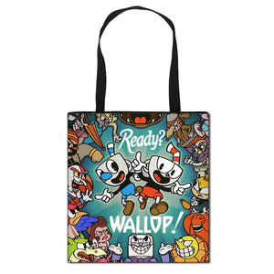 Cuphead Mugman Girls Women Handbag Shoulder Bag Large Capacity Shopping Bags