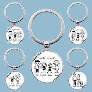 Family Photo Keychain Mom Dad Daughter Son Pet Trinket Backpack Accessories