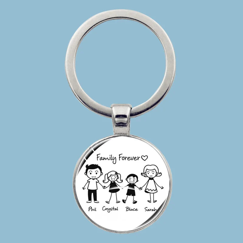 Family Photo Keychain Mom Dad Daughter Son Pet Trinket Backpack Accessories