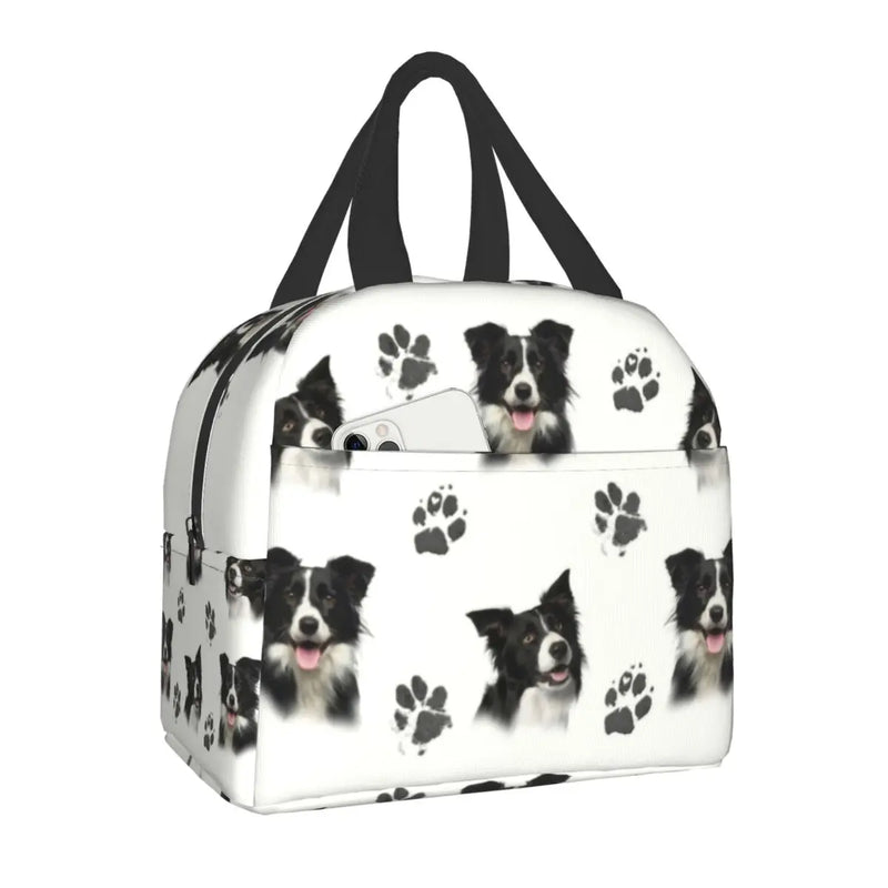 Border Collie Lunch Bag Insulated Cooler for Kids School Fresh Storage