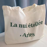 Canvas College Bag High-capacity Shoppers Printed Letter Girls Purses and Handba