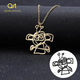 Children's Drawing Necklace, Kid's Art Child Artwork Personalized Graffiti Neckl