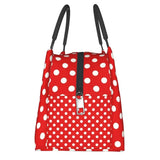 Red Polka Dots Lunch Bag Insulated Cooler for Picnic Work Travel