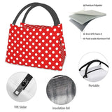Red Polka Dots Lunch Bag Insulated Cooler for Picnic Work Travel