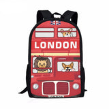 Cartoon School Bus To London Kids Children's School Bags Comfortable Boys Large
