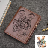 Engraved Photo RFID Wallet for Men, Personalized Gift for Him