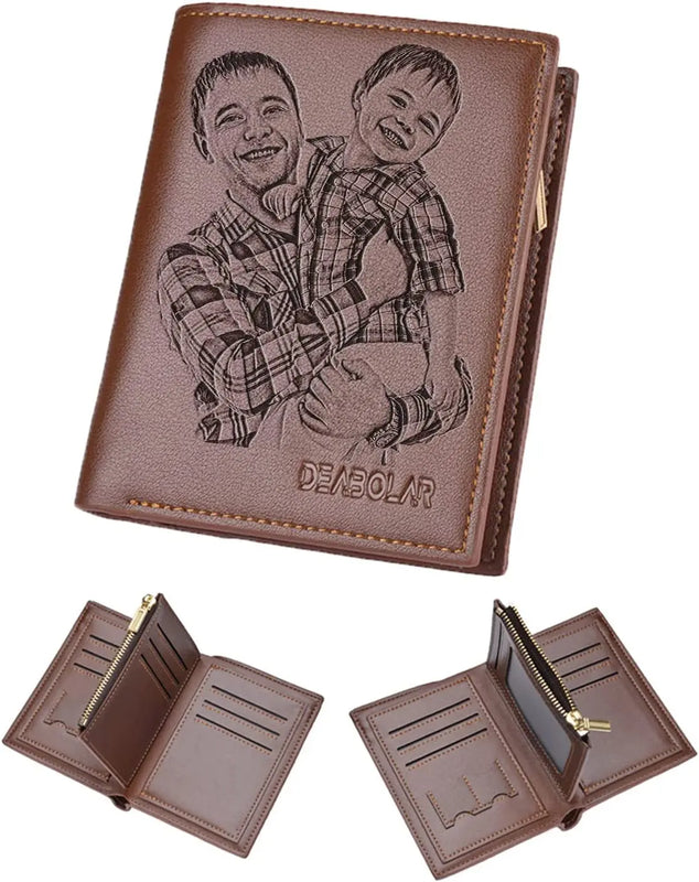 Engraved Photo RFID Wallet for Men, Personalized Gift for Him
