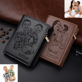 Engraved Photo RFID Wallet for Men, Personalized Gift for Him