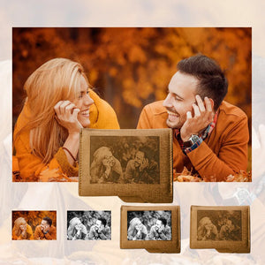 Engraved Men's Bifold Wallet Short Style Photo Engraving Personalized Gift