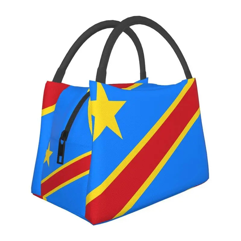 Congo Kinshasa Flag Lunch Bag Insulated Cooler for Office Travel