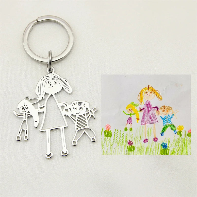 Kids Drawing Keychain Personalized Name Key Chain