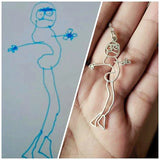 Kids Drawing Necklace Personalized Children Artwork Pendant