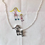 Kids Drawing Necklace Personalized Children Artwork Pendant