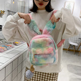 Girls Bear Ears Plush Mini Backpack Faux Fur Women Bag