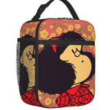 Mafalda And Flowers Insulated Lunch Bag for Kids School