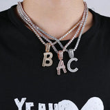 Baguette Letters Pendant Necklace Men's Hip Hop Jewelry