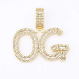 Baguette Letters Pendant Necklace Men's Hip Hop Jewelry