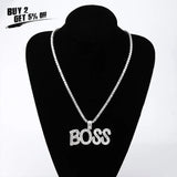 Baguette Letters Pendant Necklace Men's Hip Hop Jewelry