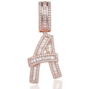 Baguette Letters Pendant Necklace Men's Hip Hop Jewelry