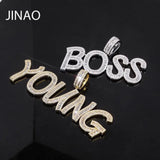 Baguette Letters Pendant Necklace Men's Hip Hop Jewelry