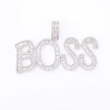 Baguette Letters Pendant Necklace Men's Hip Hop Jewelry