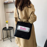 Personalized Name Embroidered Tote Bag for School Travel Purse with Zipper