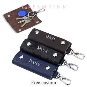 Leather Key Holder Personalize 1-2 Letters Family House Keychain