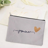 Personalized Grey Makeup Bag Canvas Cosmetic Bags Gift for Her