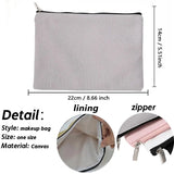 Personalized Grey Makeup Bag Canvas Cosmetic Bags Gift for Her