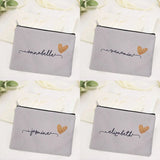 Personalized Grey Makeup Bag Canvas Cosmetic Bags Gift for Her