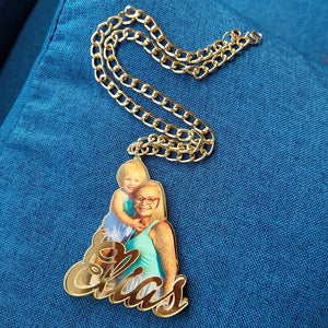 Personalized Photo Necklace Custom Picture Pendant Children Drawing Gift