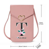 Personalized Name Crossbody Shoulder Bag Pink Touch Screen Cell Phone Purse
