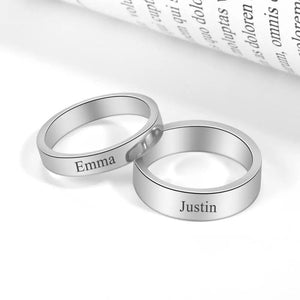 Double Name Ring Set - Mom Daughter Couple Rings - Family Jewelry
