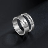 Double Name Ring Set - Mom Daughter Couple Rings - Family Jewelry